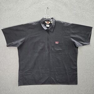 VINTAGE Ben Davis Men Button Up Shirt 3XL Gray 1/4 Zip USA Logo Work